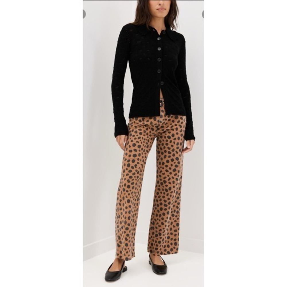 ASKK NY Women's High Waist Straight‎ Leg Jeans SZ 26 Cheetah Eclectic Preppy USA